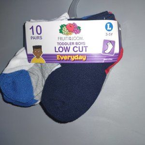 Fruit of the Loom Toddler Boys Low Cut Socks 10 pack Size  3~5Y Multicolor